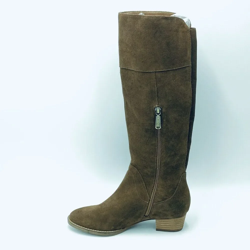 Blondo Women's 7M Nestle Boots Waterproof Knee High Brown Suede Fringe Side Zip